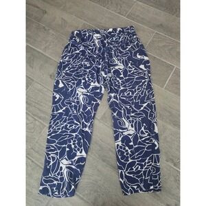 Lefties Women's Large Blue & White Floral Print‎ Elastic Waist Casual Pants